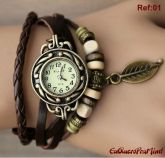 Relógio vintage pulseira folha pingente! Frete Grátis!