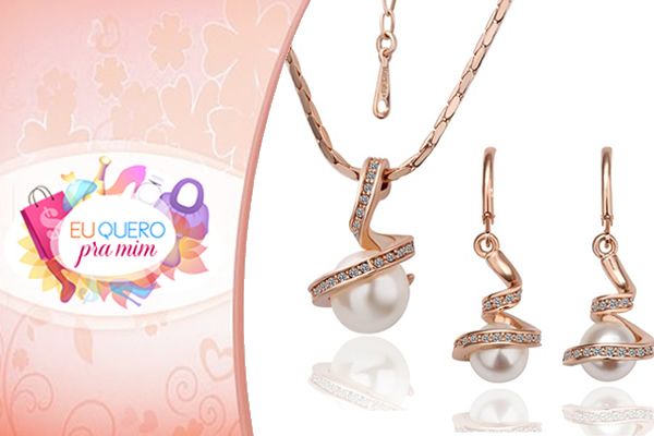 Colar e brincos banhado com Ouro e Topázio incrustado!