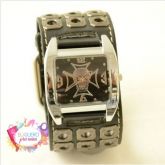 Relógio Bracelete Caveira E Cruz De Malta, Unisex