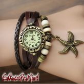 Relógio vintage pulseira estrela do mar pingente!